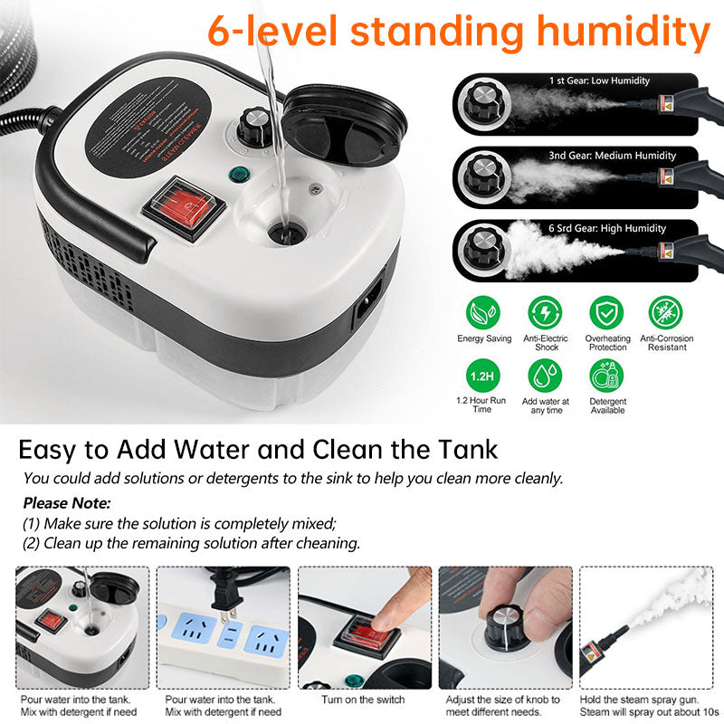 AC Steam Cleaner, Portable High Temp Steamer for Kitchen Grease, Range Hood, Glass & Home Appliance Disinfection