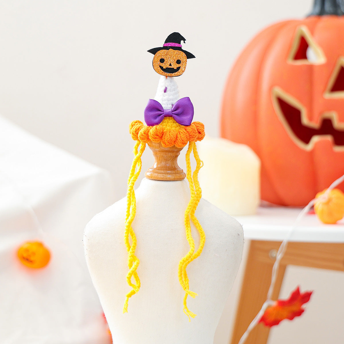Pet Accessories Hat Halloween Festival Small Size Wizard Pumpkin Hat for Dogs and Cats Knit Hat for Small Dogs