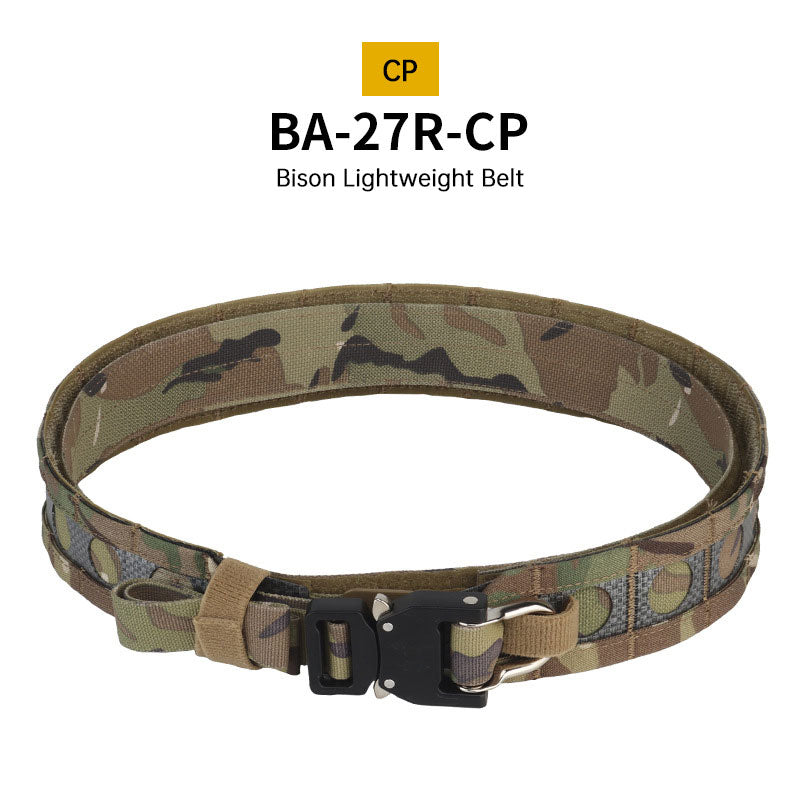 Tactical Two-Layer Battle Belt with Quick Detach Metal Buckle, MOLLE Hunting Combat Waist Belt for Airsoft Gear
