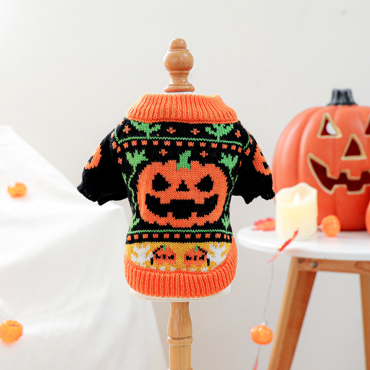 Pet Dog Cat Clothing Halloween Funny Pumpkin Sweater Autumn Winter Warm Apparel