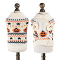 Vintage Fair Isle Pumpkin Bat Dog Sweater for Small Dogs, Halloween Theme Knit Pullover Pet Sweater