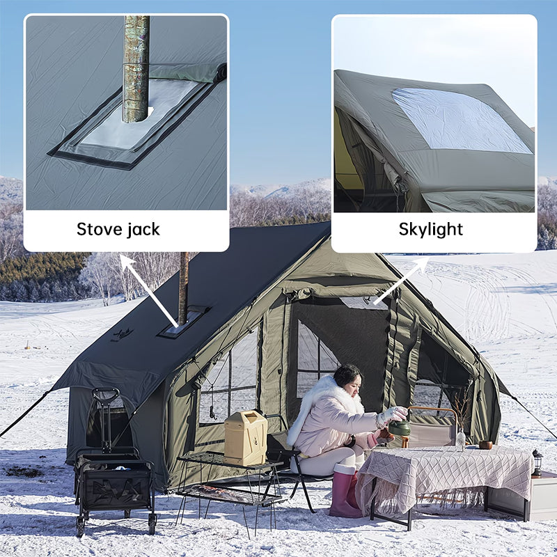 Large Inflatable Glamping Tent with Skylight, Breathable Mesh Air Tent for Summer Camping & Backpacking
