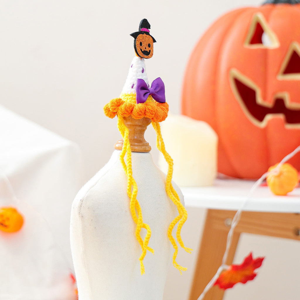 Pet Accessories Hat Halloween Festival Small Size Wizard Pumpkin Hat for Dogs and Cats Knit Hat for Small Dogs