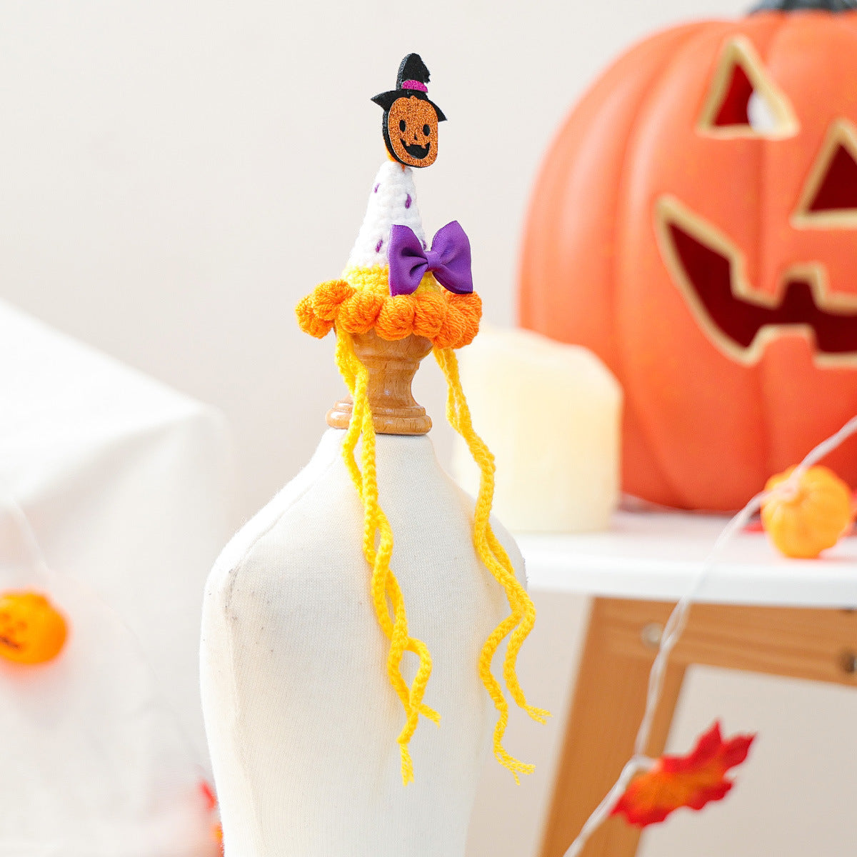 Pet Accessories Hat Halloween Festival Small Size Wizard Pumpkin Hat for Dogs and Cats Knit Hat for Small Dogs
